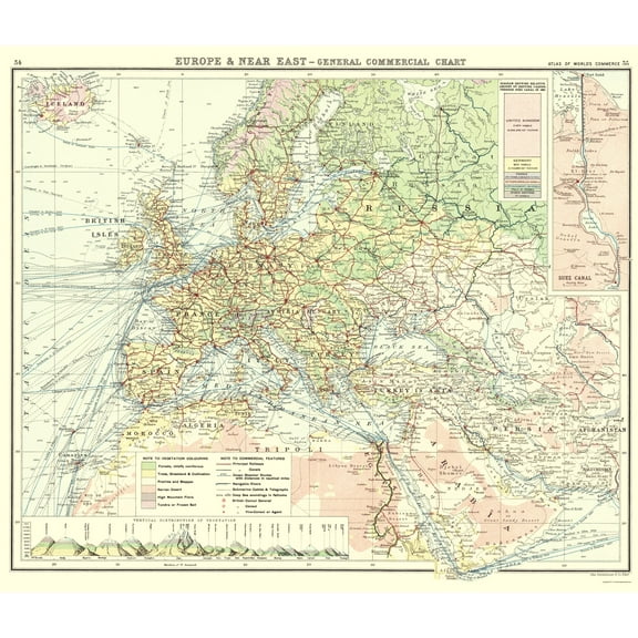 Historic Map - Europe Near East Commercial Chart - Newnes 1907 - 23 x 26.79 - Vintage Wall Art