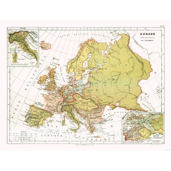 Historic Map - Europe Political - Cortambert 1880 - Vintage Wall Art