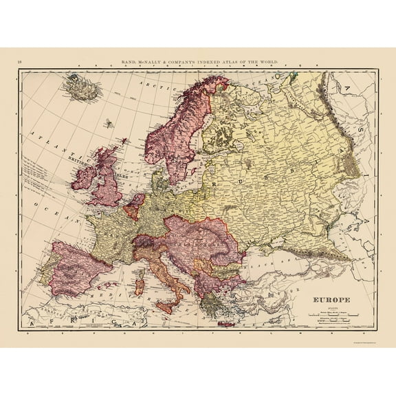Historic Map - Europe - Rand McNally 1898 - 23 x 30.27 - Vintage Wall Art