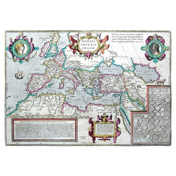 Historic Map - Europe Roman Empire - Ortelius 1570 - 32.31 x 23 - Vintage Wall Art