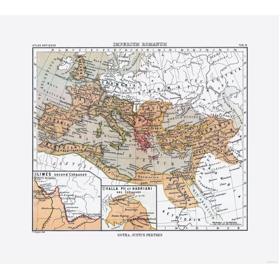 Historic Map - Europe Roman Empire - Perthes 1896 - Vintage Wall Art