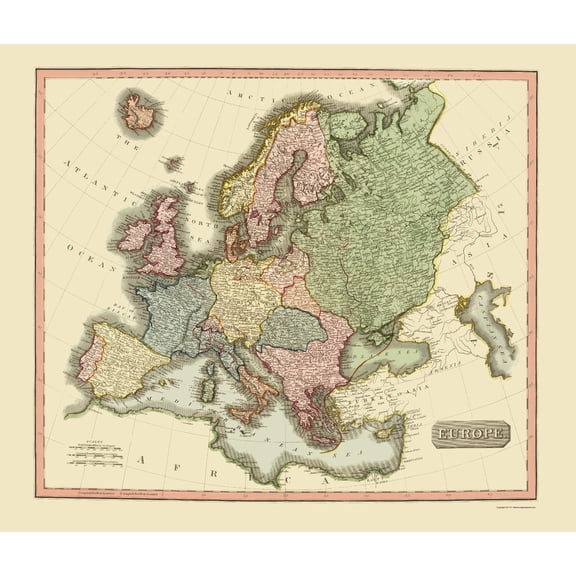 Historic Map - Europe - Thomson 1817 - Vintage Wall Art