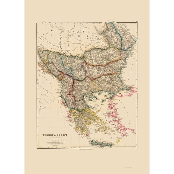 Historic Map - Europe Turkey - Arrowsmith 1844 - 23 x 31.95 - Vintage Wall Art