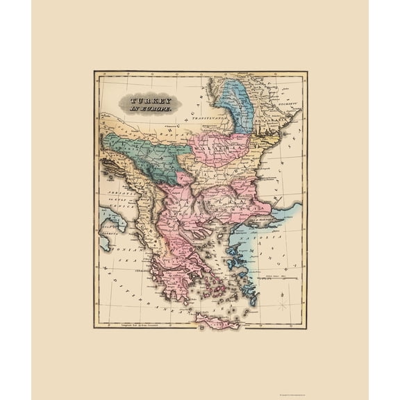 Historic Map - Europe Turkey - Lucas 1823 - 23 x 27.24 - Vintage Wall Art