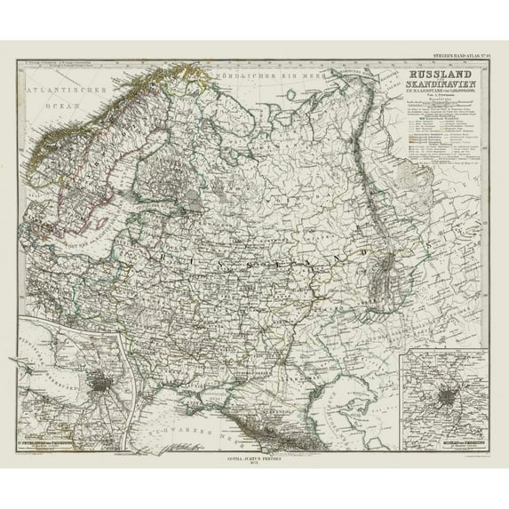 Historic Map - Europe Western Russian Scandinavia - Perthes 1873 - 27.33 x 23 - Vintage Wall Art