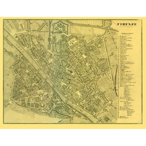 Historic Map - Firenze Italy - Muggiani 1865 - Vintage Wall Art