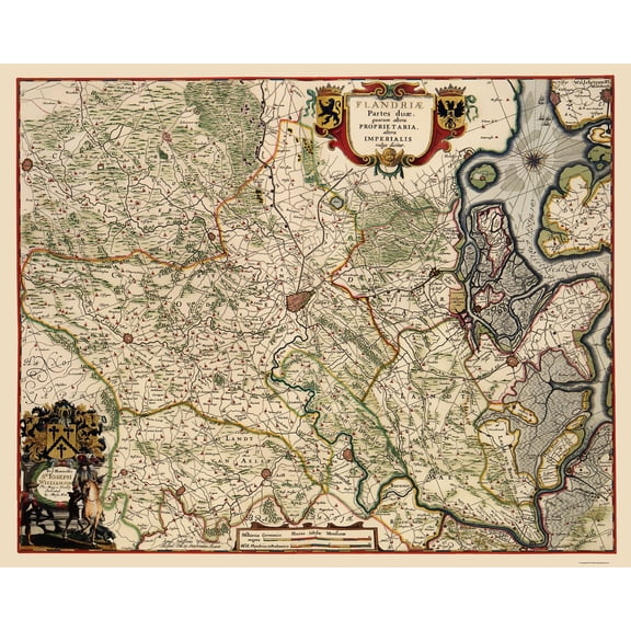 Historic Map - Flanders Belgium - Janssonius 1682 - 23 x 28.74 - Vintage Wall Art
