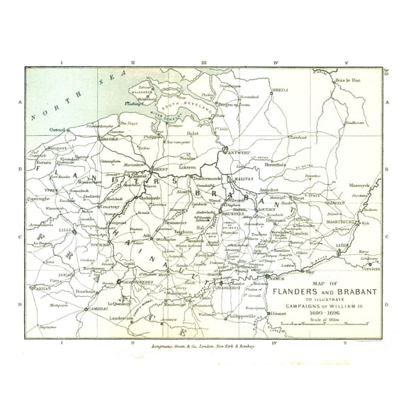 Historic Map - Flanders Brabant Belgium Netherlands 1690 - Gardiner 1902