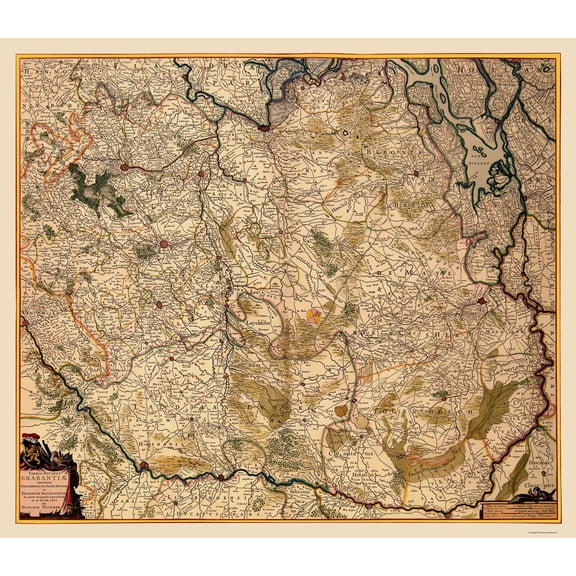 Historic Map - Flemish Brabant Flanders Belgium - Visscher 1680 - Vintage Wall Art