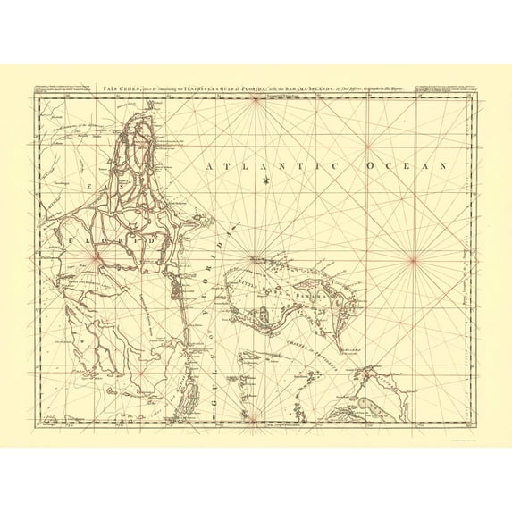 Historic Map - Florida Gulf Bahamas - Jefferys 1768 - Vintage Wall Art