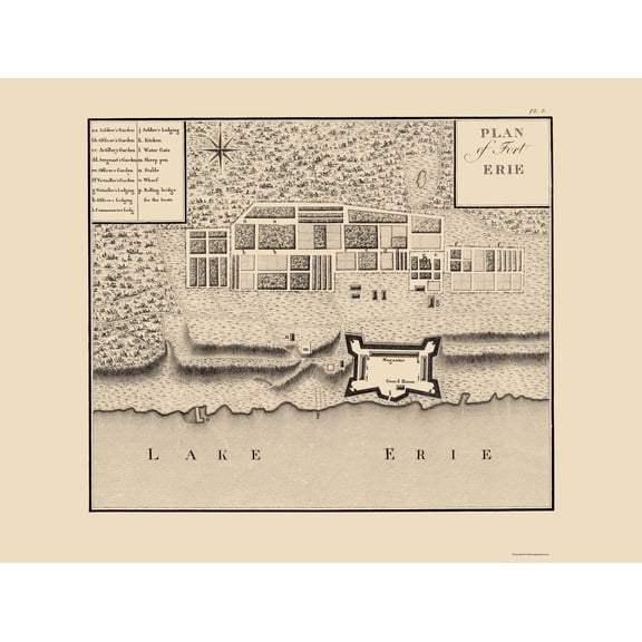 Historic Map - Fort Erie Ontario Canada - Collot 1796 - 23 x 30.45 - Vintage Wall Art