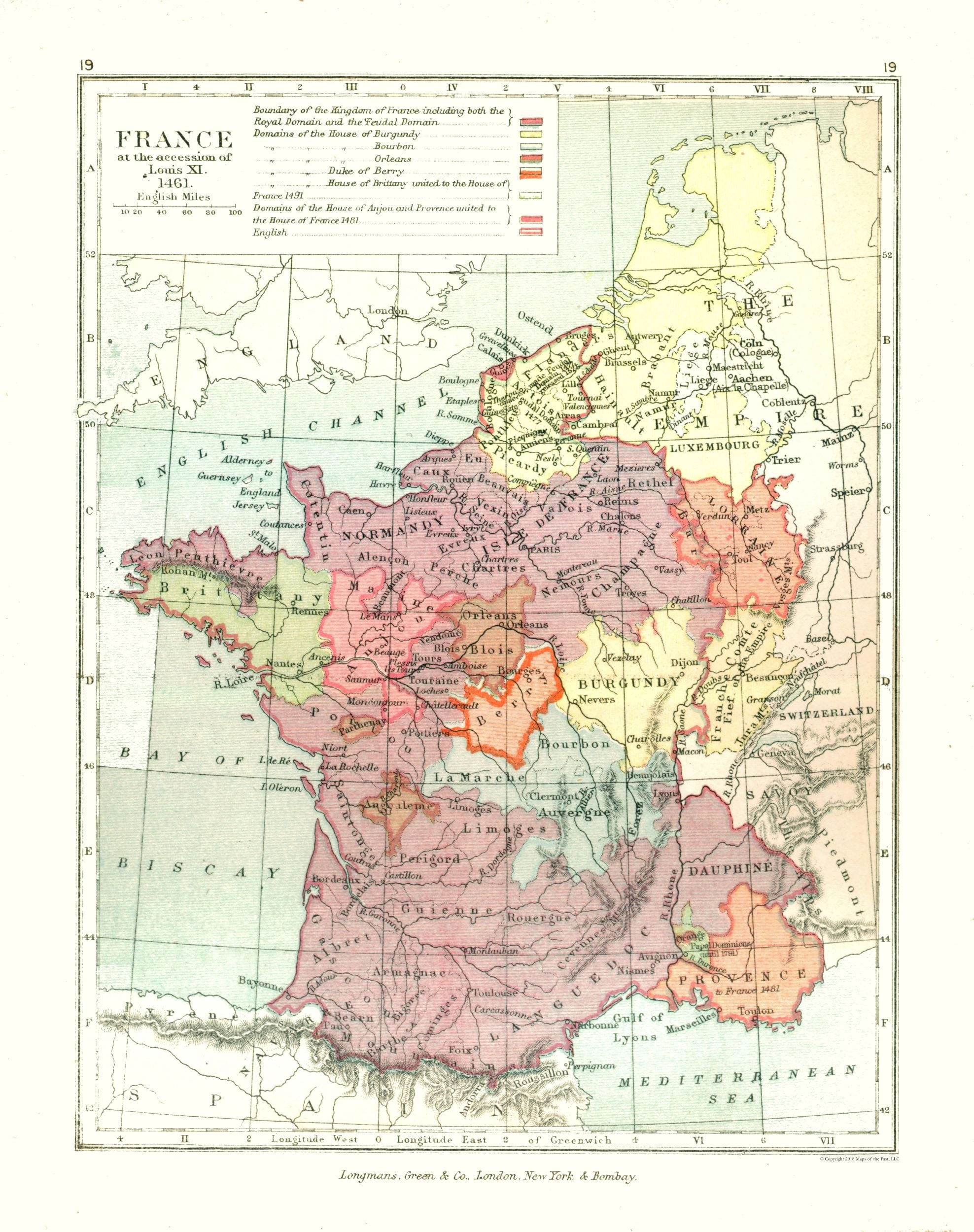 Historic Map - France 1461 - Gardiner 1902 - Vintage Wall Art - Walmart.com