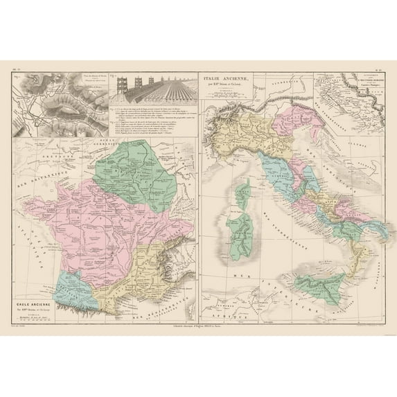 Historic Map - France Italy Belgium Punic Wars - Drioux 1882 - 33.06 x 23 - Vintage Wall Art
