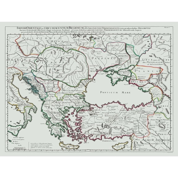 Historic Map - France Italy Macedonia Eastern Empires- De L'isle 1731 - 30.41 x 23 - Vintage Wall Art