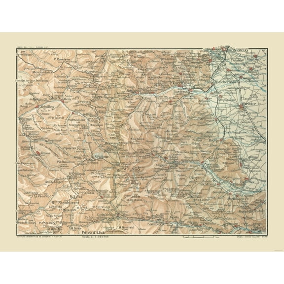 Historic Map - France Southeast Italy Northwest - Guida D'Italia 1914 - 29.74 x 23 - Vintage Wall Art