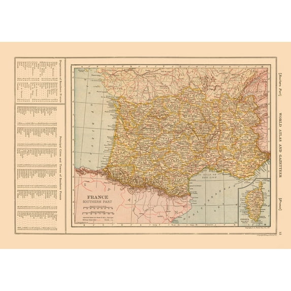 Historic Map - France Southern - Reynold 1921 - Vintage Wall Art