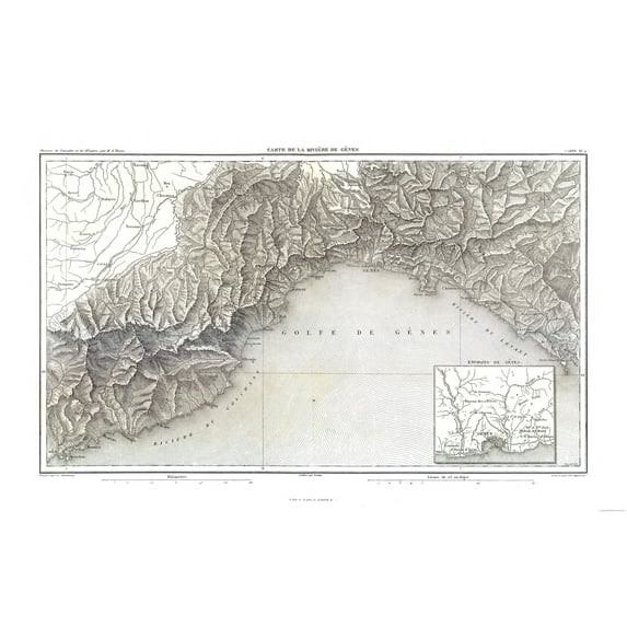 Historic Map - Genoa Province Italy - Thiers 1866 - Vintage Wall Art