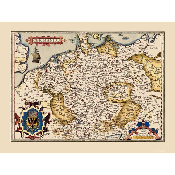Historic Map - Germania Germany - Ortelius 1587 - 23 x 30.48 - Vintage Wall Art