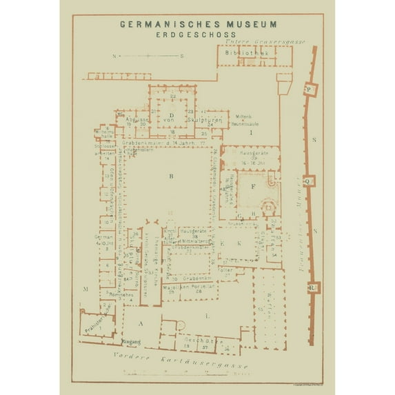 Historic Map - Germanisches Nationalmuseum Germany - Baedeker 1914
