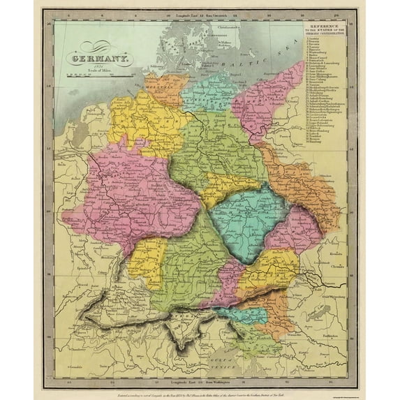 Historic Map - Germany - Burr 1834 - 23 x 27.63 - Vintage Wall Art