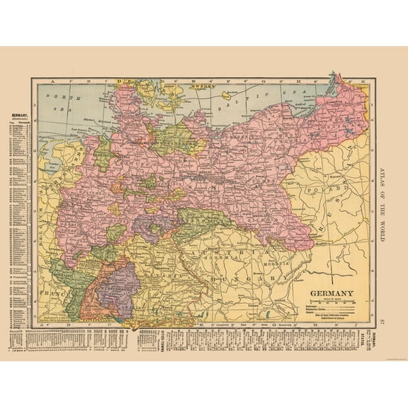 Historic Map - Germany - Hammond 1910 - 29.72 x 23 - Vintage Wall Art