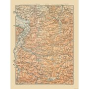 Historic Map - Germany Liechtenstein Allgau Alps - Baedeker 1910 - Vintage Wall Art