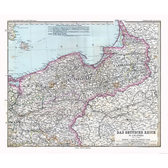 Historic Map - Germany Northeast - Stieler 1885 - Vintage Wall Art
