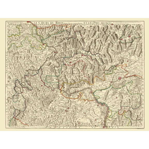 Historic Map - Germany Rhine River Basin - Covens 1787 - 23 x 30.32 - Vintage Wall Art