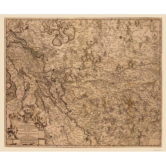 Historic Map - Germany Rhine River Valley - De Wit 1690 - Vintage Wall Art