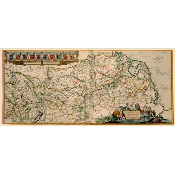 Historic Map - Germany Rhine River Valley - Jansson 1635 - Vintage Wall Art