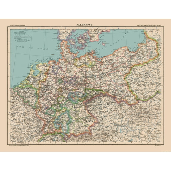 Historic Map - Germany - Schrader 1908 - Vintage Wall Art