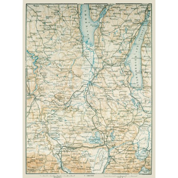 Historic Map - Germany South - Baedeker 1914 - Vintage Wall Art
