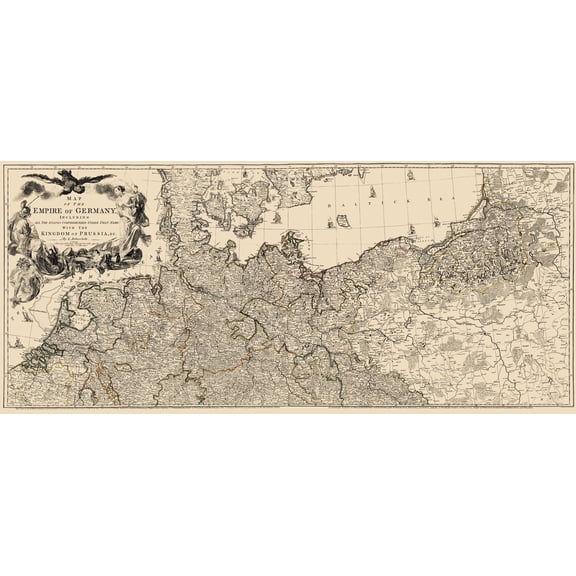 Historic Map - Germany Upper Empire - Delarochette 1782 - 23 x 52.35 - Vintage Wall Art