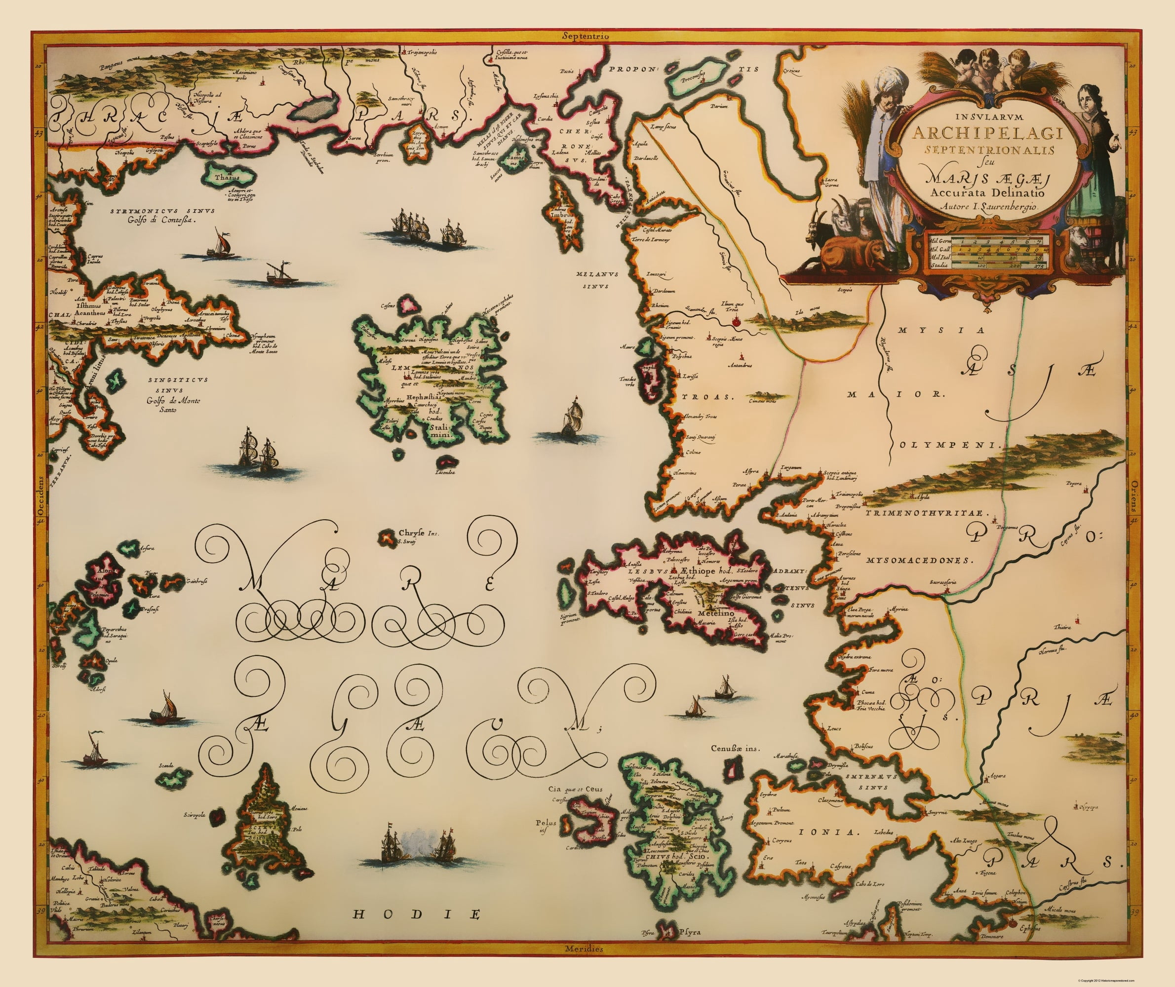 Historic Map - Greece Aegean Islands - Jansson 1654 - 23 x 27.37 ...