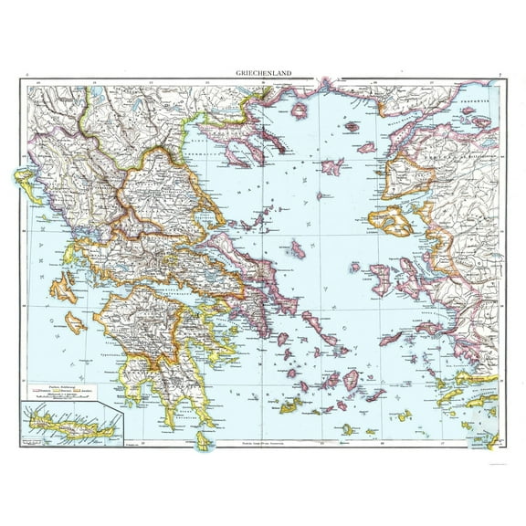 Historic Map - Greece - Droysen 1886 - 29.60 x 23 - Vintage Wall Art
