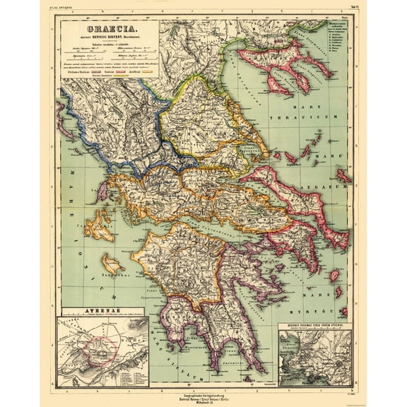 Historic Map - Greece - Kiepert 1903 - 23 x 28.63 - Vintage Wall Art