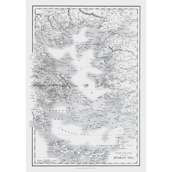 Historic Map - Greece Turkey Aegaean Sea Coasts Islands - Oxford 1828 - 23 x 32.83 - Vintage Wall Art