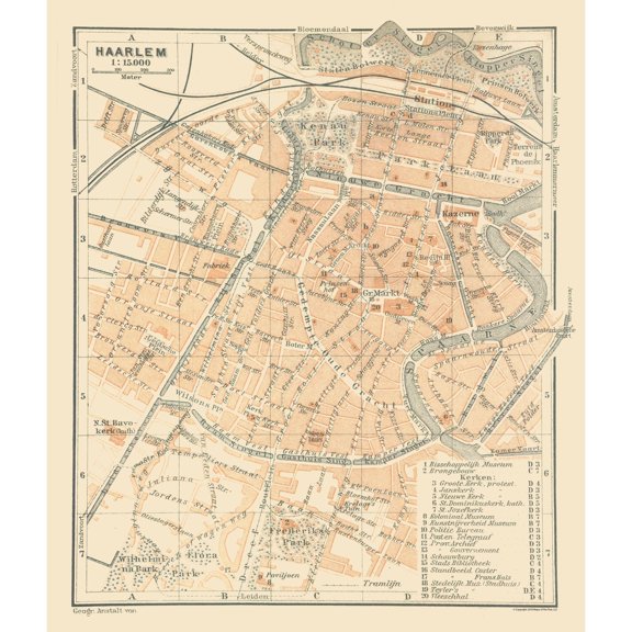 Historic Map - Haarlem Netherlands - Baedeker 1910 - Vintage Wall Art