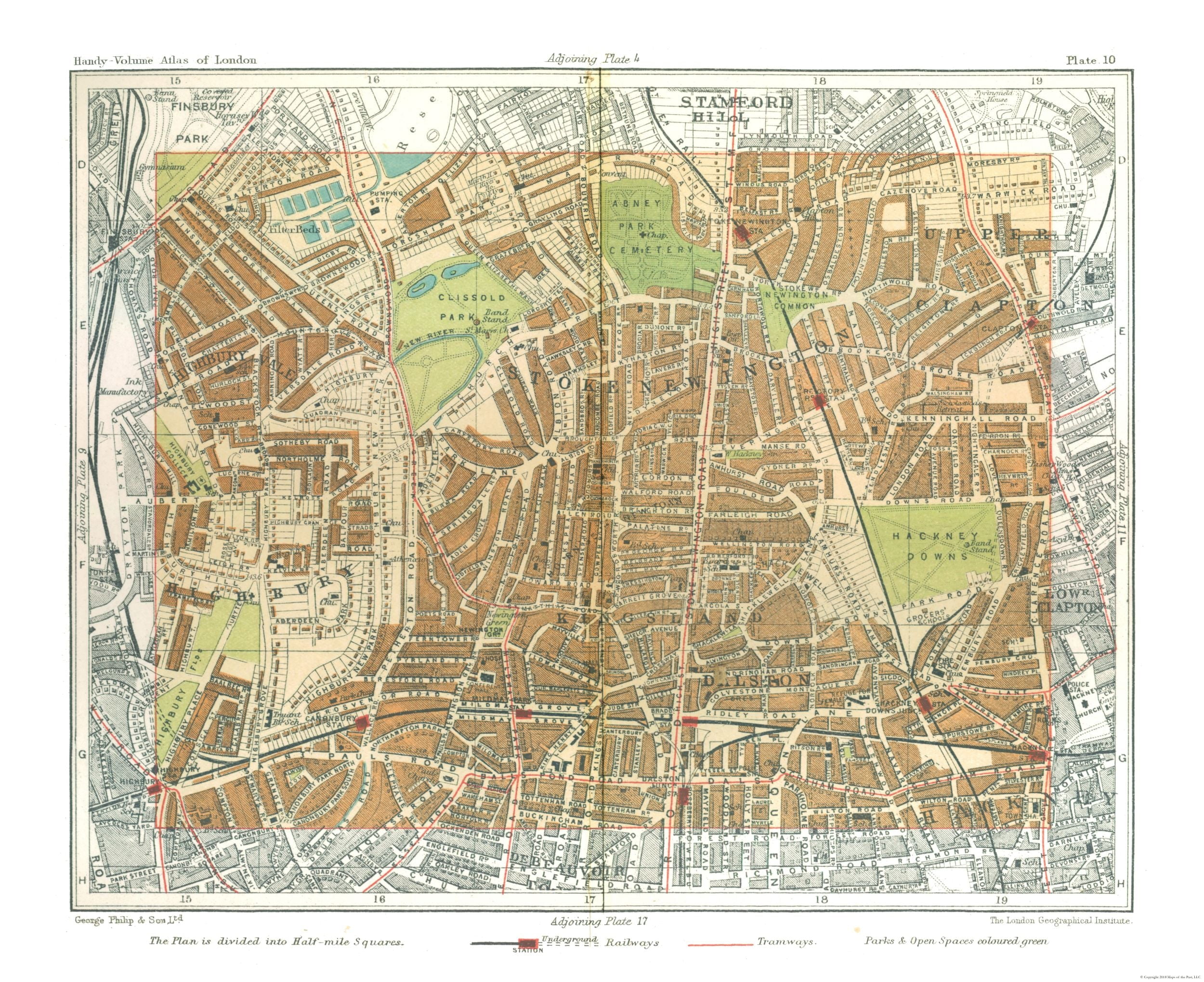 Carte Historique Reproduite – East Greenwich Londres 1904 Par Philip – Taille 28.42 X 23 Pouces – Neuve