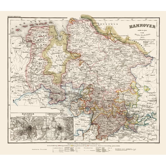 Historic Map - Hannover Germany - Radefeld 1851 - 23 x 26.53 - Vintage Wall Art