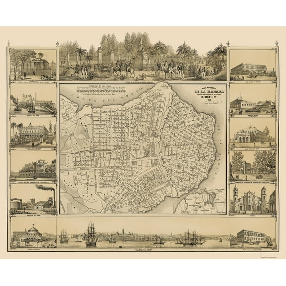 Historic Map - Havana Cuba - May 1853 - 23 x 28.22 - Vintage Wall Art