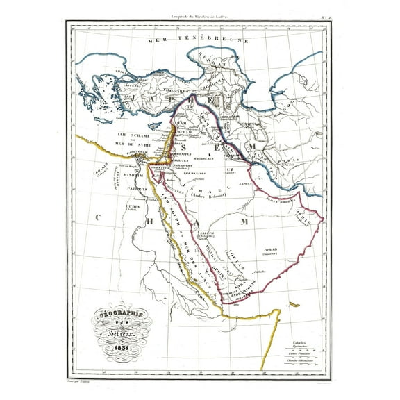 Historic Map - Hebrew Geography Arabia - 1831 - 23 x 30.55 - Vintage Wall Art