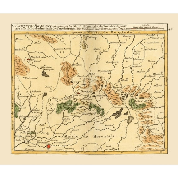 Historic Map - Herentals Environs Belgium - Robert 1748 - Vintage Wall Art