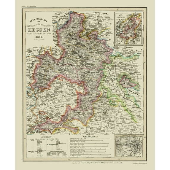 Historic Map - Hesse Schaumburg Cassel Germany - Hildburghausen 1849 - Vintage Wall Art