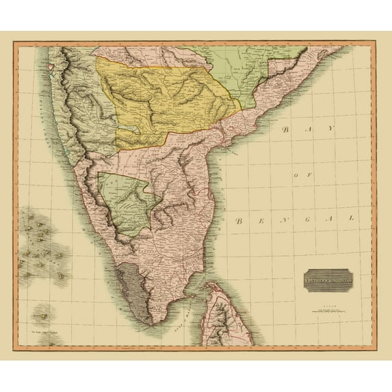Historic Map - Hindostan South India - Thomson 1816 - 23 x 27.32 - Vintage Wall Art