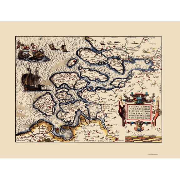 Historic Map - Holland Netherlands - Ortelius 1573 - 23 x 30.12 - Vintage Wall Art