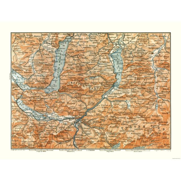 Historic Map - Hollen Geb Austria - Baedeker 1896 - Vintage Wall Art
