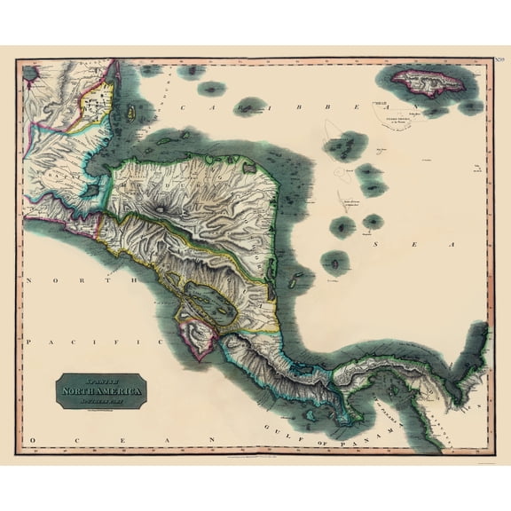 Historic Map - Honduras Guatemala Nicaragua - Baldwin 1816 - Vintage Wall Art