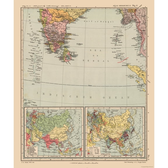 Historic Map - India - Streit 1913 - Vintage Wall Art
