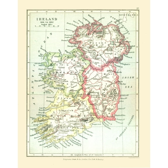Historic Map - Ireland 1641 - Gardiner 1902 - 23 x 29.13 - Vintage Wall Art